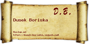 Dusek Boriska névjegykártya